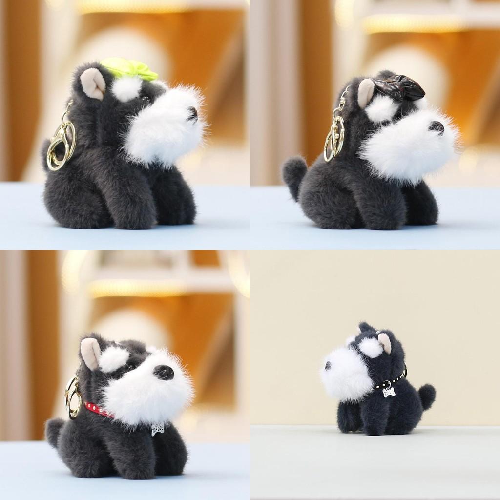 Schnauzer Cute Stuffed Animal Doll Keyring Pendant For Backpack And Car Decor