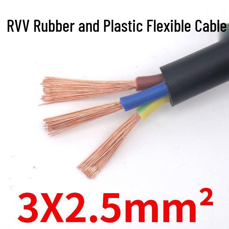 3-Core Pure Copper Wire & Cable: 2.5/4/6/10 sq mm Power Cord Extension for Household Use