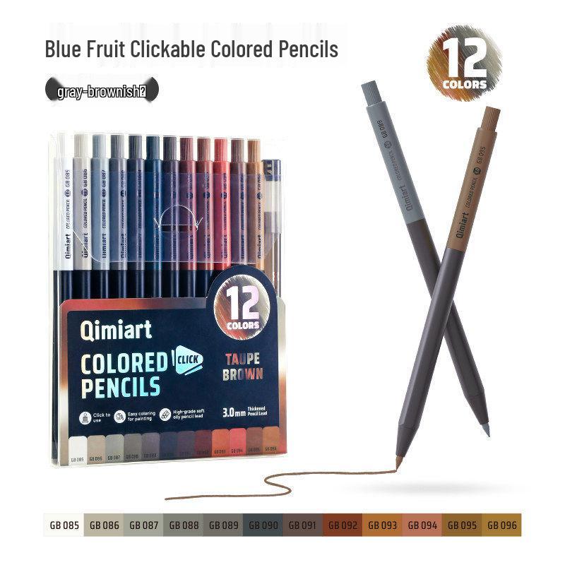 Blue Fruit 12-Color Oil-Based Mechanical Colored Pencils for Students and Professionals