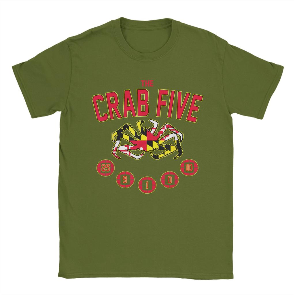 Herren The Crab Five Maryland Flag T-Shirt Basketballnummer Baumwolle Merchandise Freizeit Kurzarm O-Ausschnitt T-Shirts Sommer T-Shirt