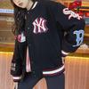 MLB Basic Series FW22 Sports Loose Logo Print Striped Color Block Single-Breasted Baseball Jacket Unisex jackets Black 3AJPN0124-00BKS