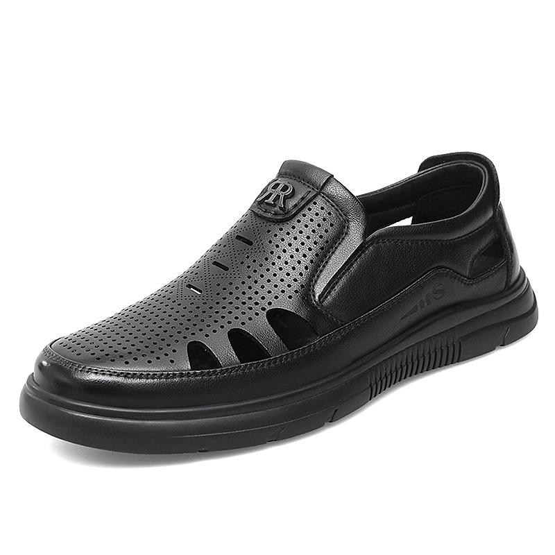 Summer New Thick Sole Business Sandals Driving Breathable Commute Shoes Fashion High-quality Breathable Genuine Leather Sandals