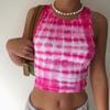 NEW Summer Printing Sexy Women Crop Tops Sleeveless Slim Basic O Neck Pullover Tee Top Casual Tie Dyeing Club Vest Tanks