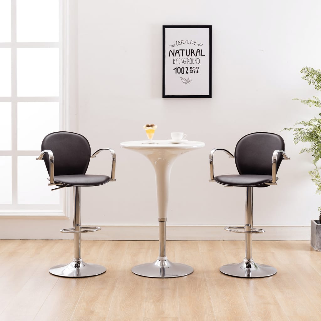 Cheap Bar Stools with Armrests 2 pcs. Brown faux leather Joom