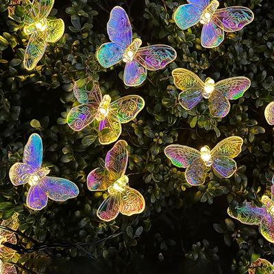 Colored Solar Butterfly String Lights for Outdoor Decoration
