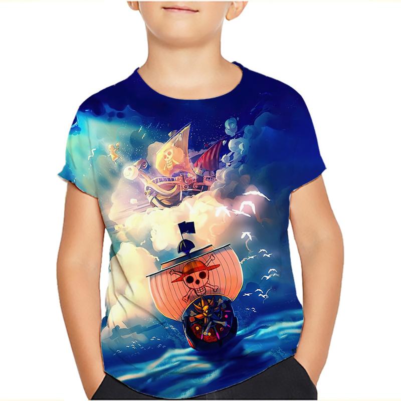 One Piece Luffy T Shirt Four Emperors Short Sleeve Zoro Sanji Chopper Ace Law Tee Children's Clothing Fashion Costumes for Kids Top