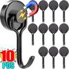 10pcs Black Magnetic Hooks 0-5kg Heavy Duty Neodymium Rare Earth Magnetic Hangers, Extra Strong Magnets with Hook for Hanging,