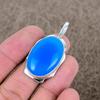 Blue Chalcedony Gemstone Handmade 925 Sterling Silver Jewelry Pendant 1.85" KKG-359