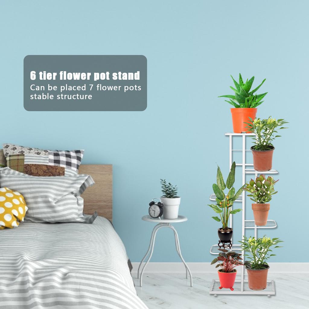 6 Tier Flower Plant Pots Stand Planter Display Shelf for Indoor Outdoor Garden Decoration