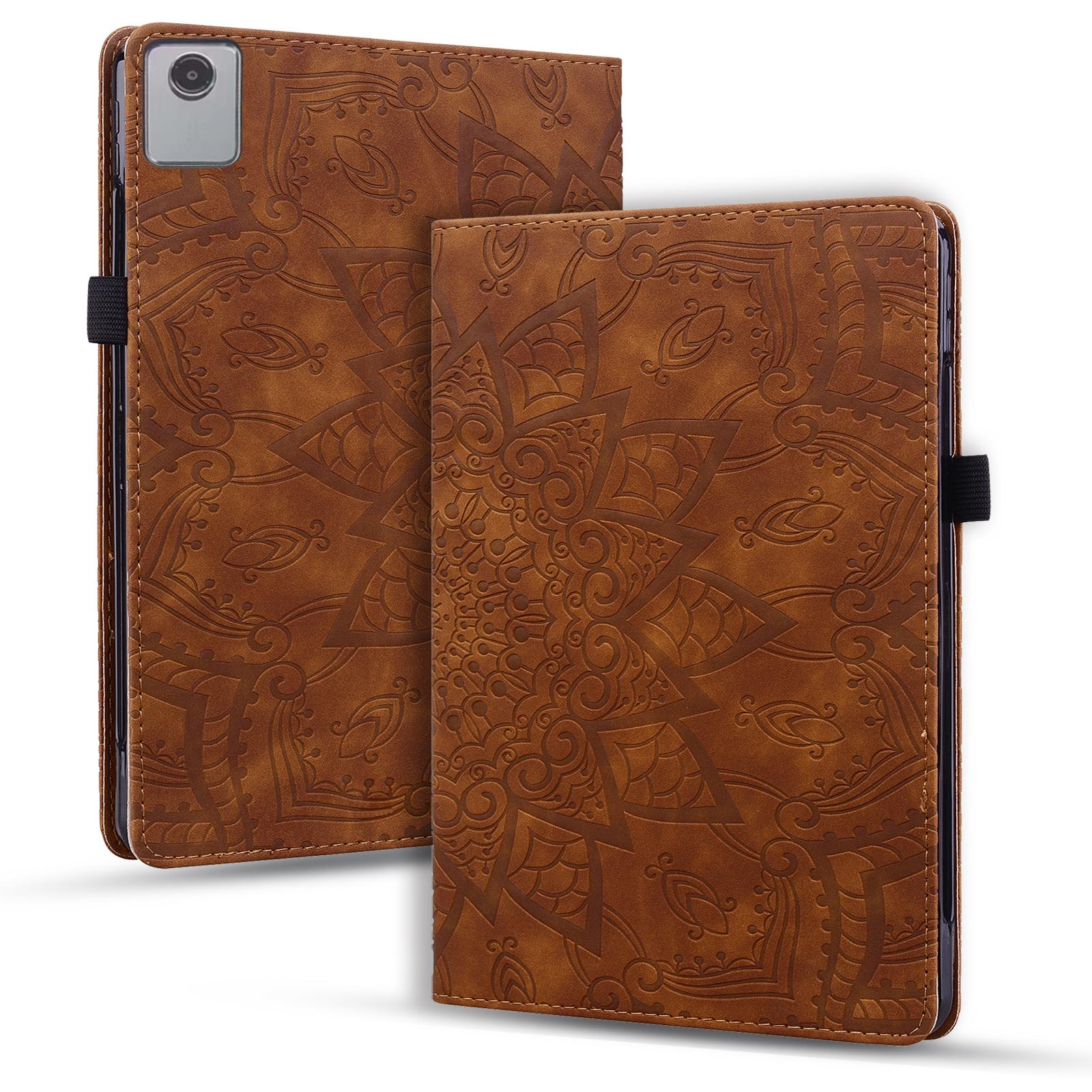 

For Lenovo Xiaoxin Pad 11 2025/Tab K11 Gen 2 TB336/Tab M11 Tablet Case Card Slots Leather Cover Flower Pattern Brown