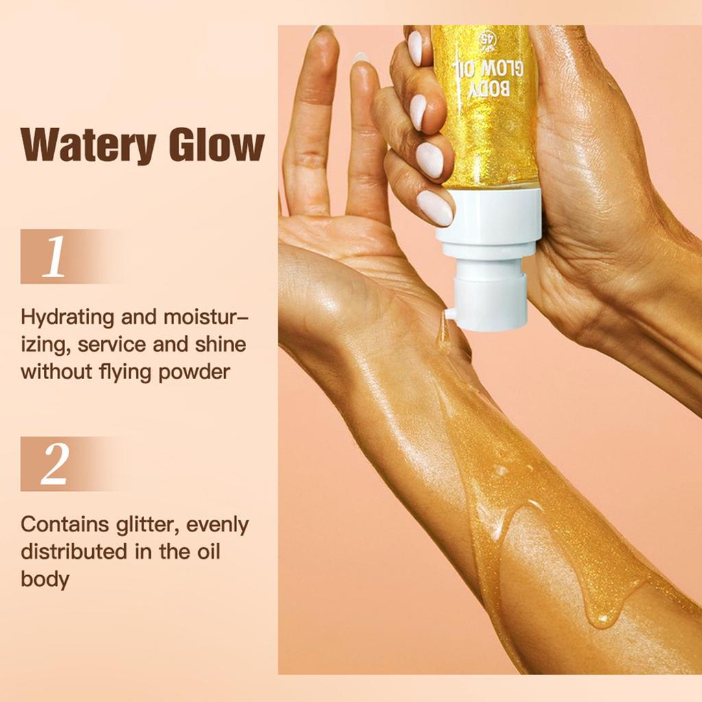 Sunscreen Glow Oil, Flash Body Oil, Non-stick Texture, Glow, Golden Rose Color, 60ML