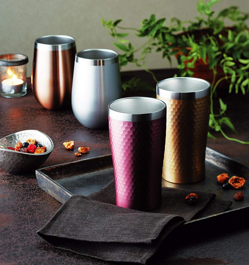 Maebata Tumbler Thermo Round Tumbler Pair Silver Bronze Vacuum Insulated Double Structure Stainless Steel Luxe 350ml Premier Aoyama 51431 &