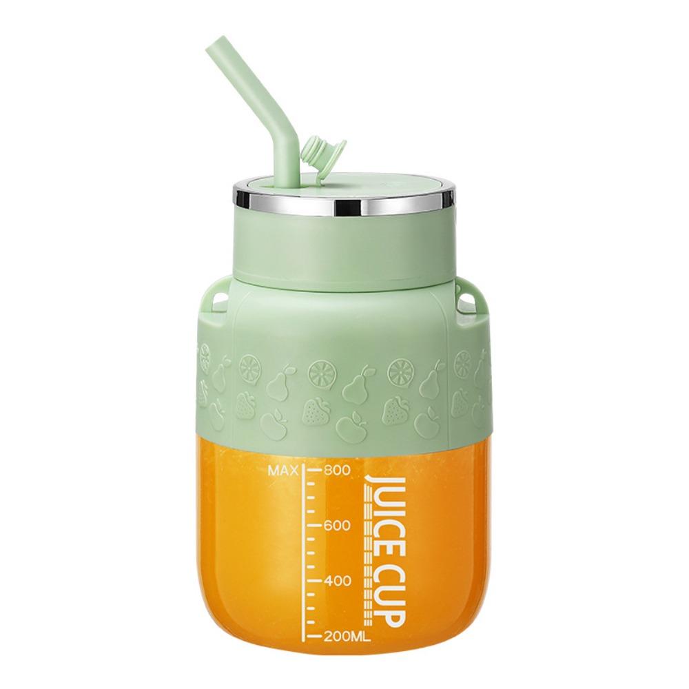 800 ML Portable Juicing Bucket with Straw and Strap Fruit Blender Cup Electric Juice Maker Outdoor