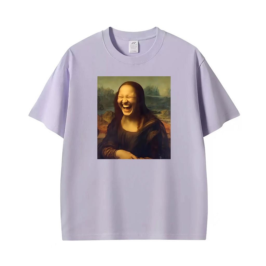 Mona Lisa Lustiges Meme Künstler Grafik T-Shirts Unisex Kleidung Cooles Vintage Streetwear T-Shirts Sommer Übergröße Lässiges T-Shirt Oberteile