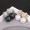 Halo Zircon Pearl Earrings Women's Jewelry