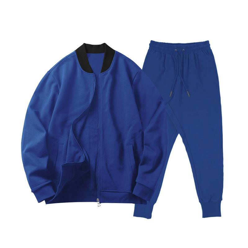 Autumn New Arrival Solid Colour Jacket for Men Spring/Autumn Drop-Shoulder Stylish Reversible Stand Collar Dapper Oversized Men s Suit S сапфировый