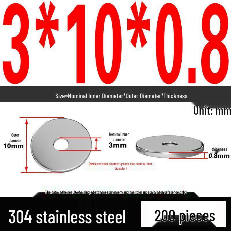 Thickened 304 Stainless Steel Flat Washer Spacer (M2-M36)