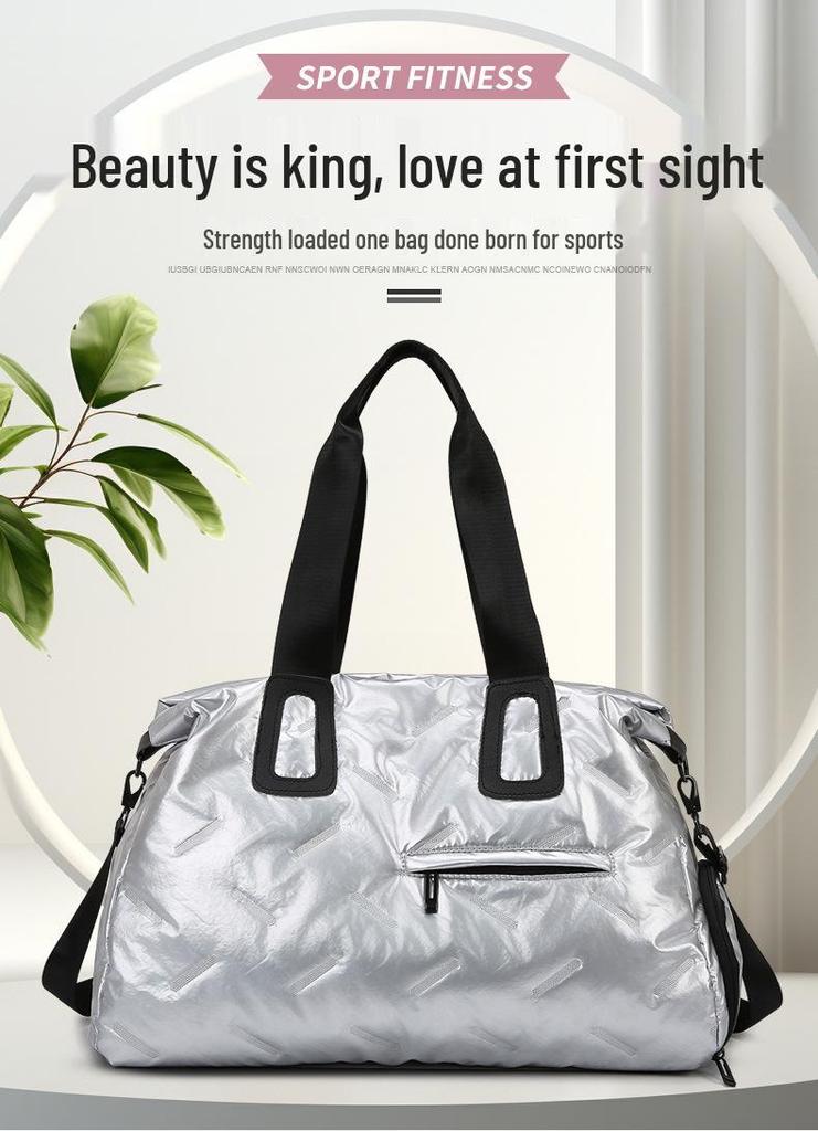 Women's Winter Pearlescent Travel and Fitness Bag - Large Capacity Handbag for Short Trips