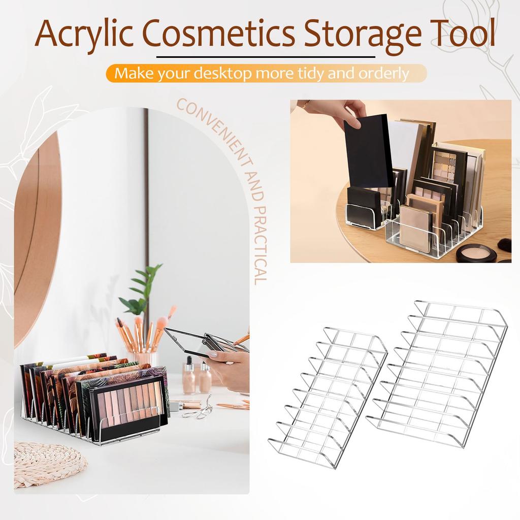 2 Pack Acrylic Makeup Storage Box, 7 Slot Display Box Transparent Makeup Storage Box