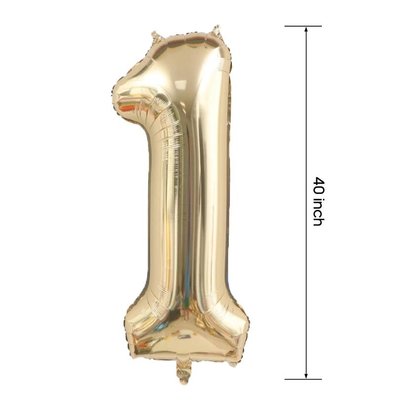 40Inch Champagne Gold Number Balloon Adult Baby Boy Girl Happy Birthday Party Decorations 1st Kids Large 1-9 Foil Helium Globos