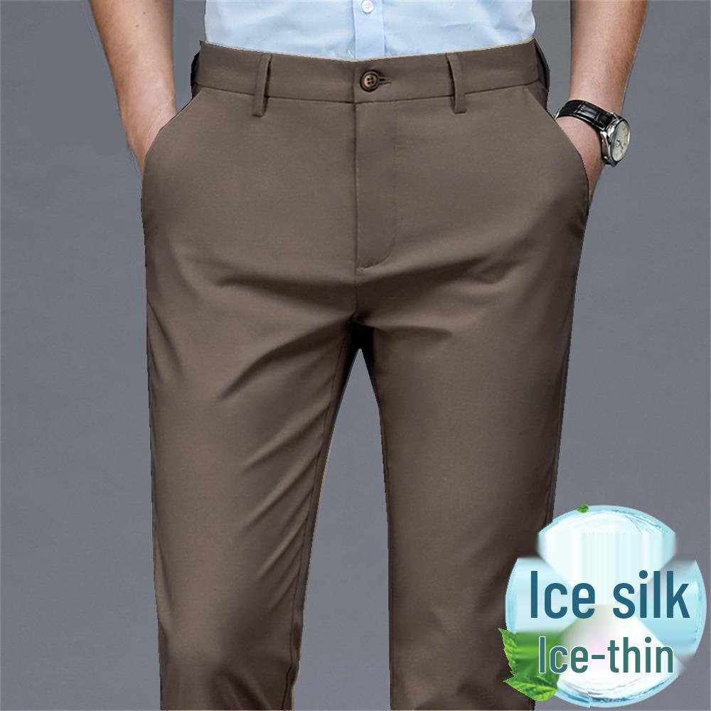 Men's Summer Business Casual Ice Silk Straight-Leg Trousers