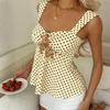 Women's Polka Dot Front Tank Top - Casual Trendy Sleeveless Blouse