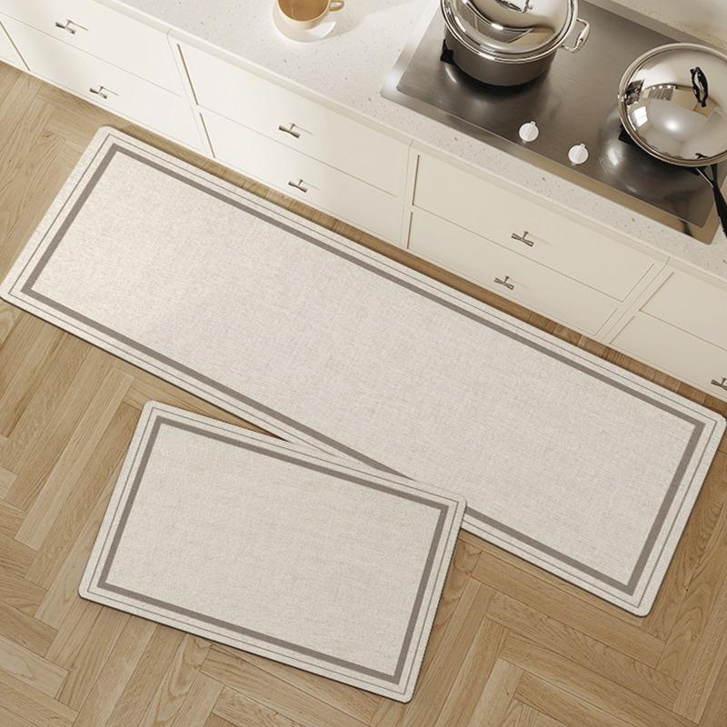 Rug For Kitchen Floor Mat Pvc Waterproof Leather Foot Mats Oil-Proof Non-Slip Long Carpet Simple Lines Home Decoration Rugs