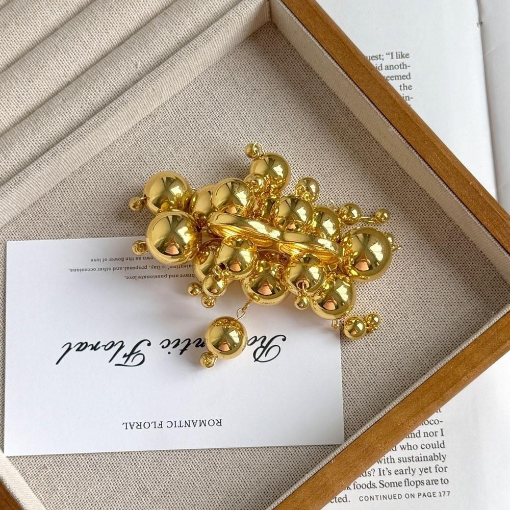 Silver/Gold Metal Balls Ring Round Ball Statement Finger Ring Punk Tassel Ring for Women