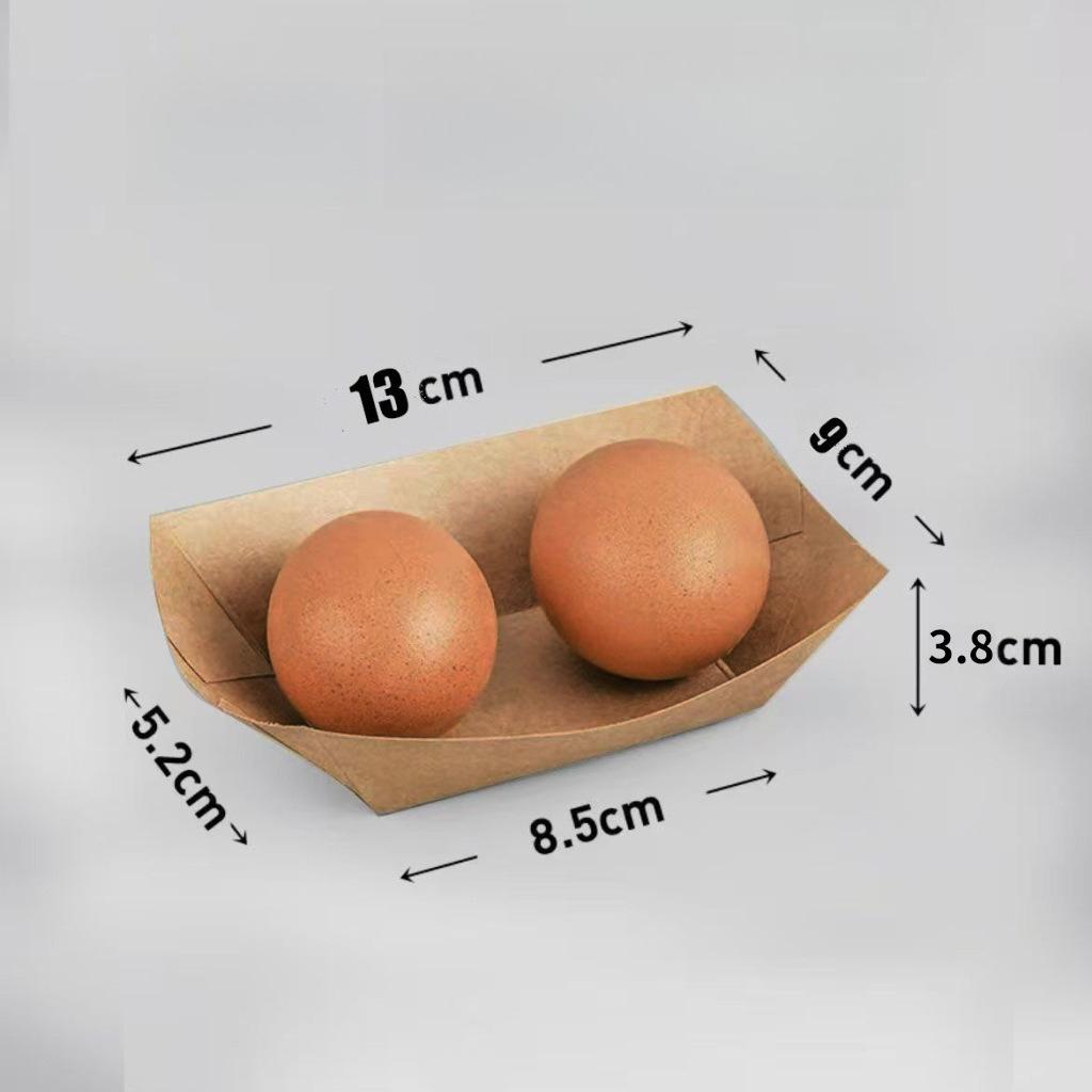 Kraft Paper Food Tray Heavy-duty Food Boat Trays Disposable Service Basket for Fried Chicken Snacks Fries Tacos BBQ Party Tableware Kitchen Tools