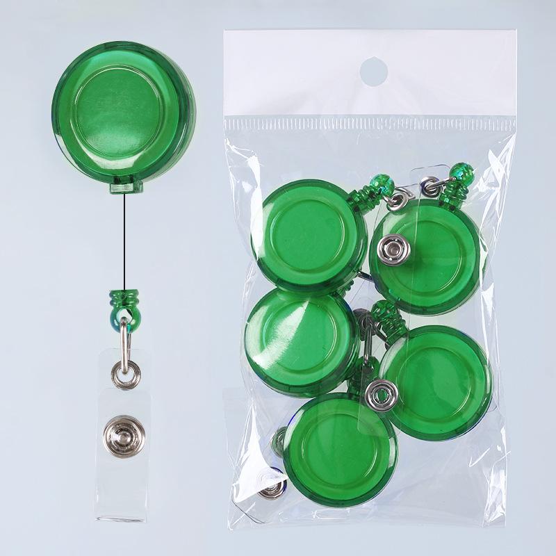 5 st Färg Infällbar Dragbricka ID Lanyard Namnskylt Korthållare Rullar Nyckelring Anti-Förlorad Kedjeklämmor Skola Kontorsmaterial