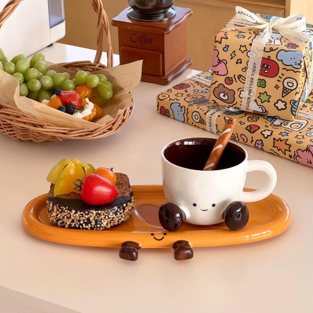 Hand Painted Cake Tray 3D Baguette Snack Plate Unique Breakfast Plate  Home