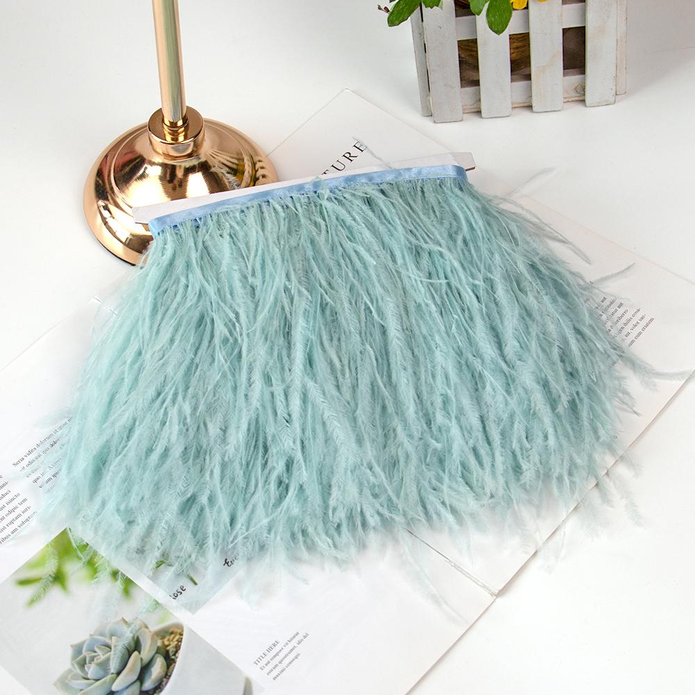 1Meter Colorful Real Ostrich Feather Trims Ribbon 8-10cm White Plumes for Party Dress Clothing Decoration Sewing Feathers Crafts