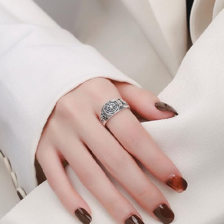 Retro Star Rings Adjustable Size with Hexagonal Opening Unisex Hip Hop Jewelry Gift for Anime Fan