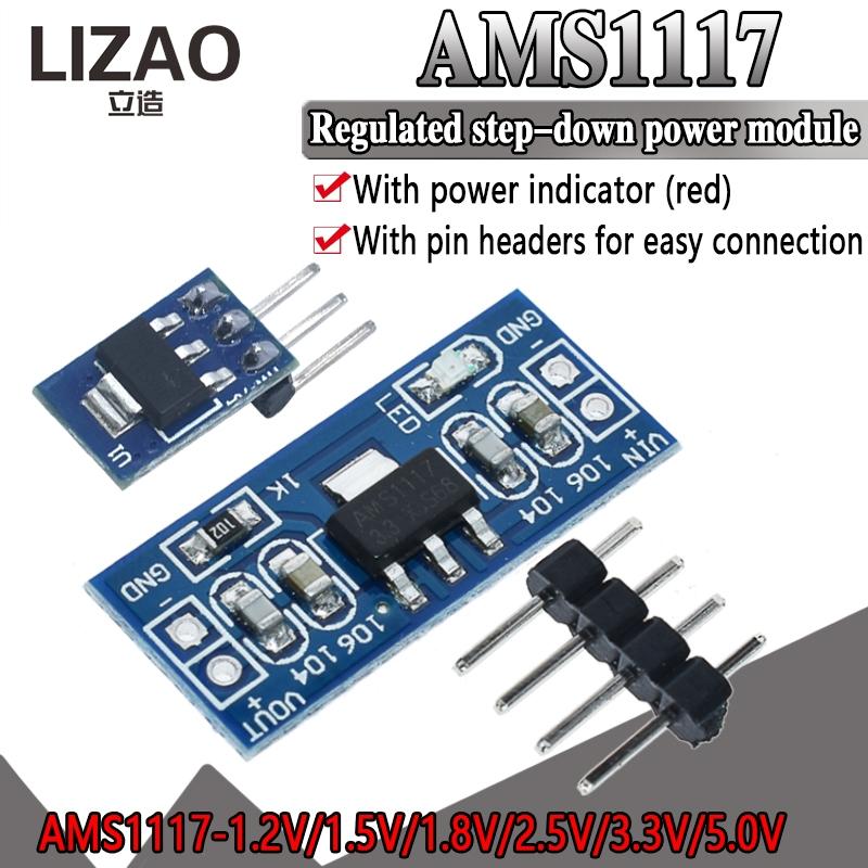 LIZAO AMS1117 Step-Down Power Module, 1.2V/1.5V/1.8V/2.5V/3.3V/5.0V Linear Regulator Board for Arduino