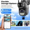 15MP HD Triple-Lens Outdoor PTZ Camera with Waterproof Build, WiFi, Full-Color Night Vision, 10x Zoom, and Two-Way Audio.