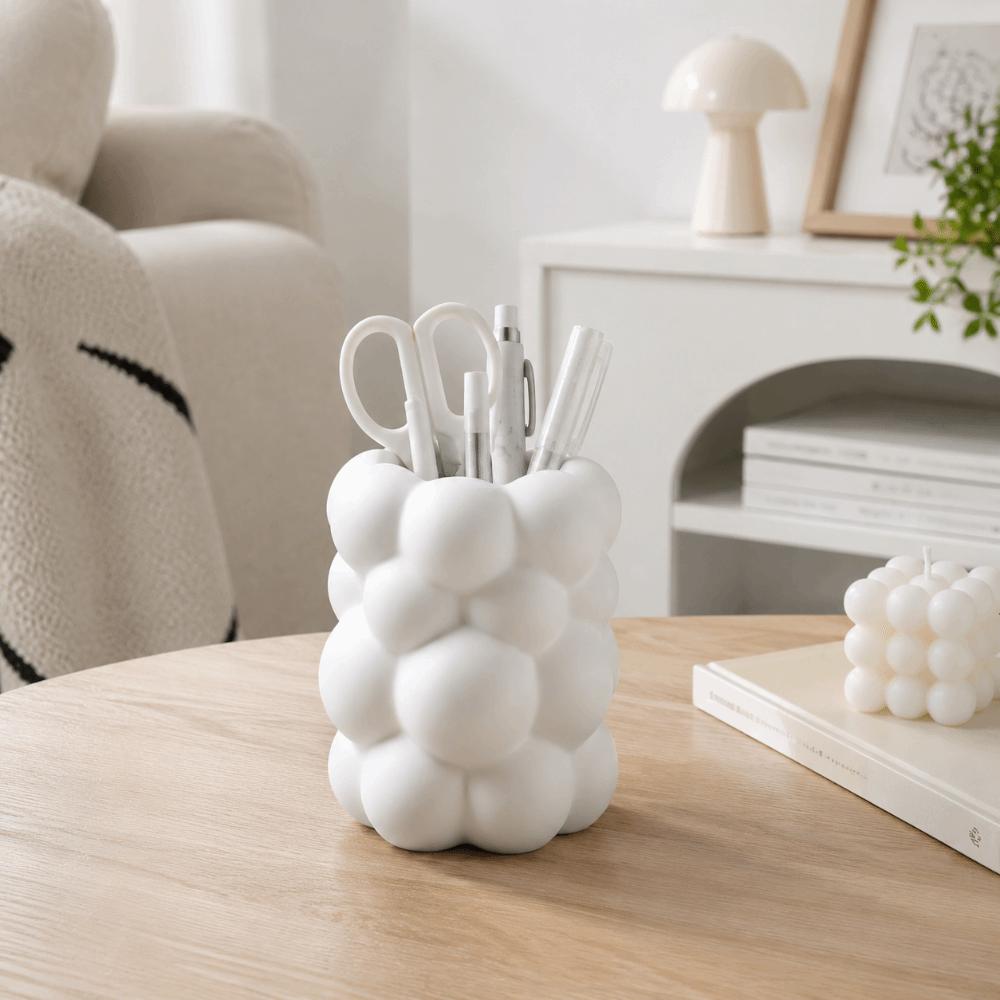 3D Printed Desk Storage Box Cloud-shaped Makeup Brush Storage Simple Style Flower Vase Home Decor