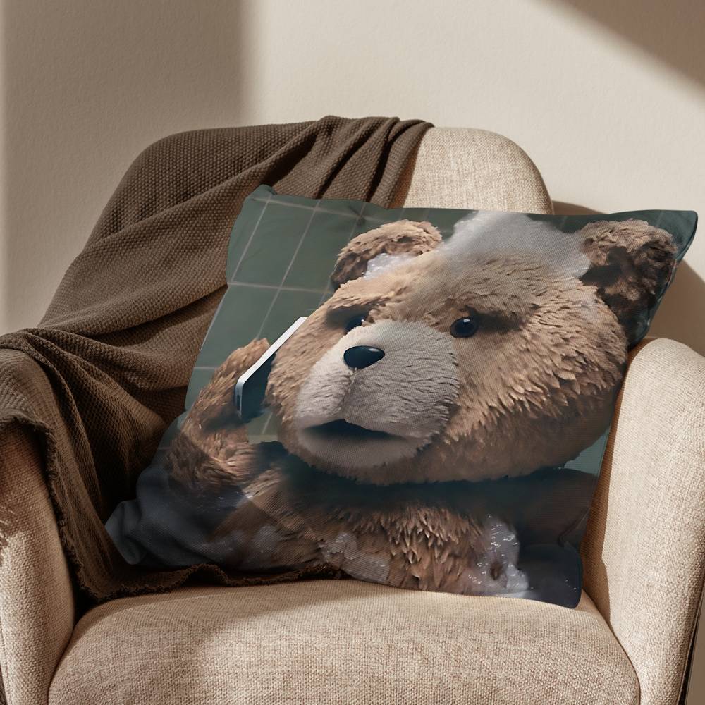 Movie Cute Ted Bear Pillow Case Antidustmite Pillowcase Invisible zipper silky short plush Sofa cushion cover