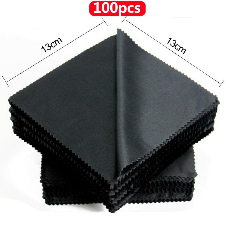 20PCS Black Microfiber Cleaning Cloths - 13x13cm Lens Wipes for Cycling Sunglasses & Eyewear