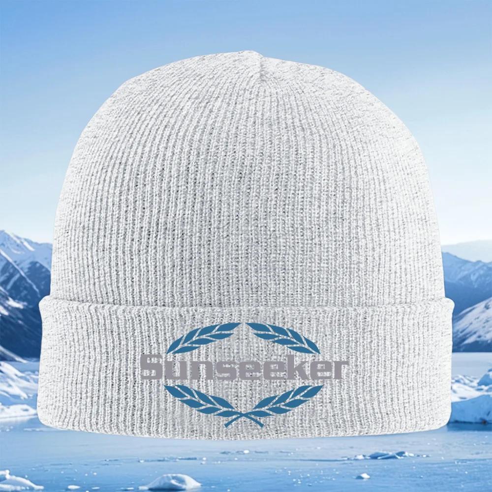 Sunseeker logo leaves design elegant Unisex Women Unisex Knitted Hat Beanie Pullover Cap Winter Thermal Warm Christmas Outdoor