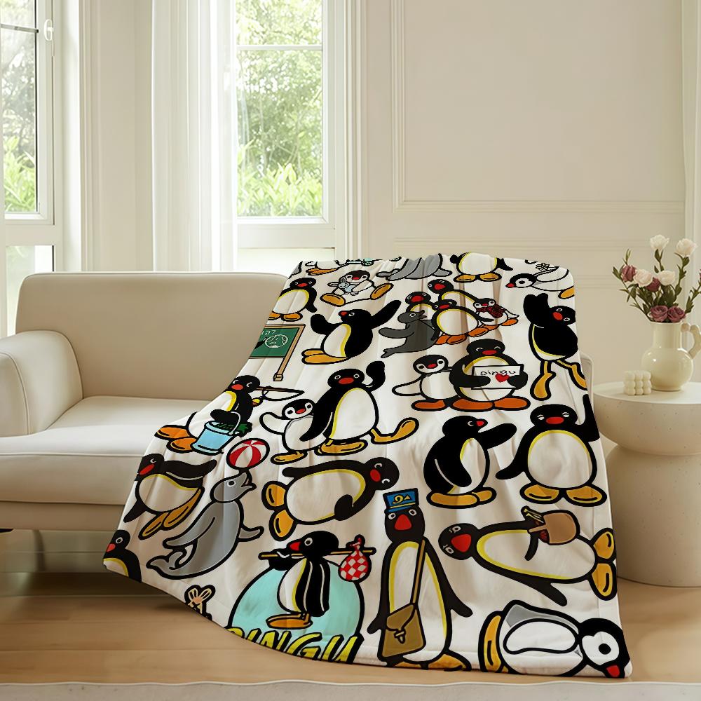 Cartoon P-Pingu Cute Blanket Warm Soft Suitable For Bedroom Sofa Bed Living Room Office Travel Camping Gifts