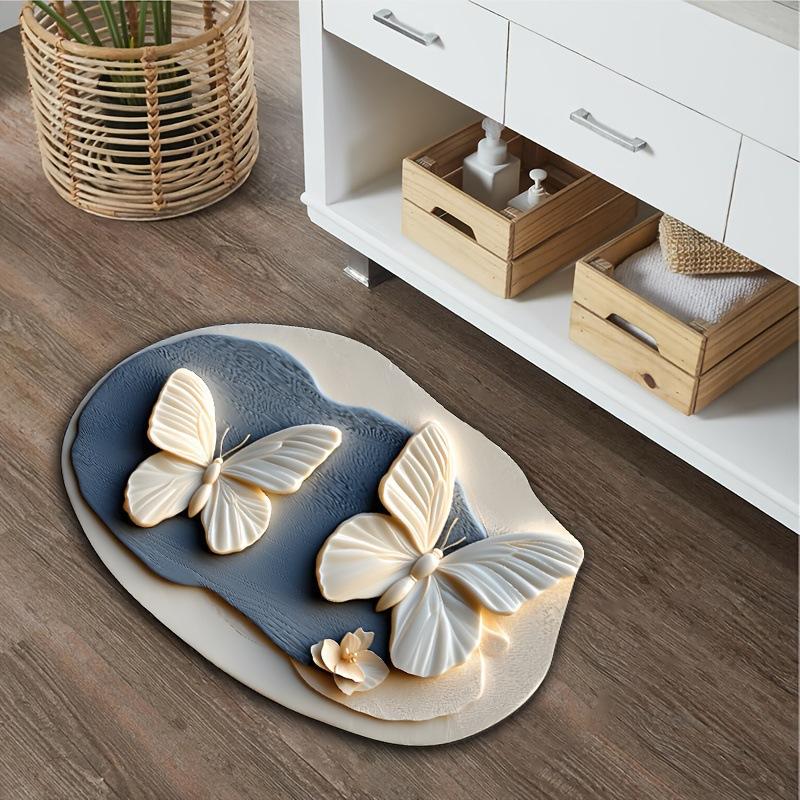 Light Luxury Three-dimensional Vision Flower Diatom Mud Floor Mat, Toilet Door Water Absorption Non-slip Foot Mat, Door Mat