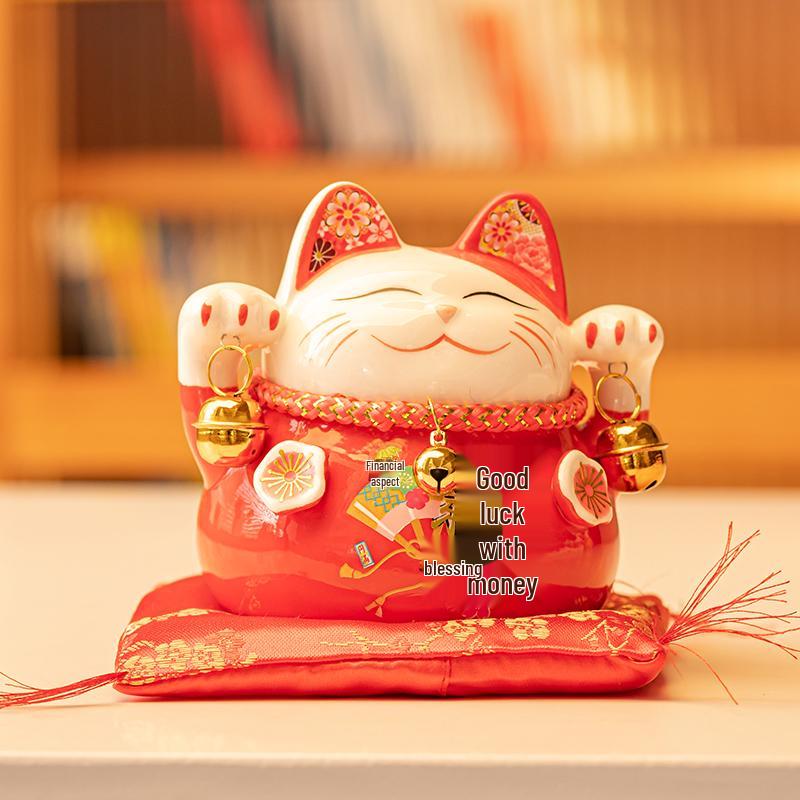

Creative Lucky Cat Ceramic Piggy Bank: Cute Ornament and Unique Gift