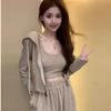 Women's Early Autumn 2025 Casual Fashion Three-Piece Set: Camisole, Hoodie, and Pants