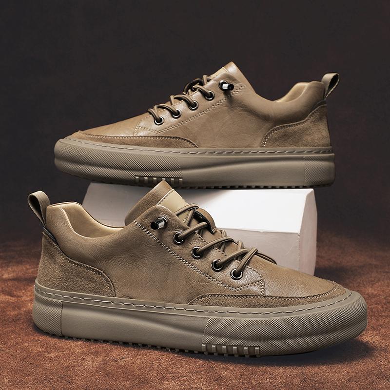 Модная итальянская брендовая мужская повседневная обувь из натуральной кожи на толстой — фото 5