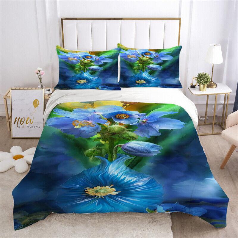 3D Flower Pattern Bedding Quilt/Duvet/Doona Cover Set Pillowcase