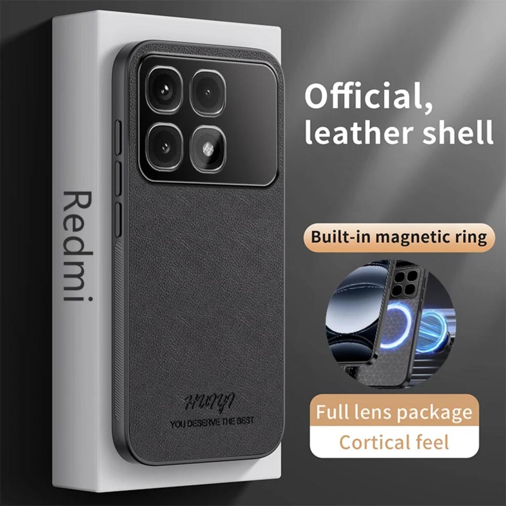 Leather Case for Xiaomi Redmi K70 Ultra K70Ultra Car Magnetic Holder Luxury Silicone Protection Phone Cover RedmiK70Ultra Shell