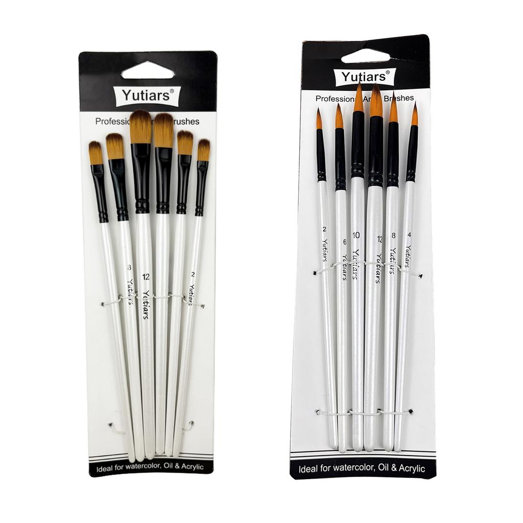 12 Pcs/set DIY Oil Acrylic Painting Art Paint Brushes Supplies Nylon Hair Wooden Handle Watercolor Paint Brush Pen Set Learning