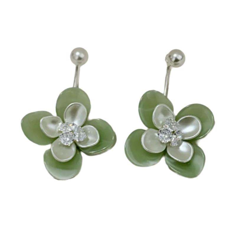 

Floral Drop Earrings Featuring Double Tone Designs And Zircon For Women