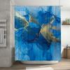 Luxury Marble Blue Gold Shower Curtain Waterproof Bathroom Decor Customizable Size Available