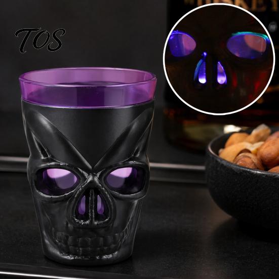 Creative Skull Party Supplies Halloween Glowing Goblet, LED Light Up Candle Holder for Spooky Bar Atmosphere Decoration Party, Decor Table,